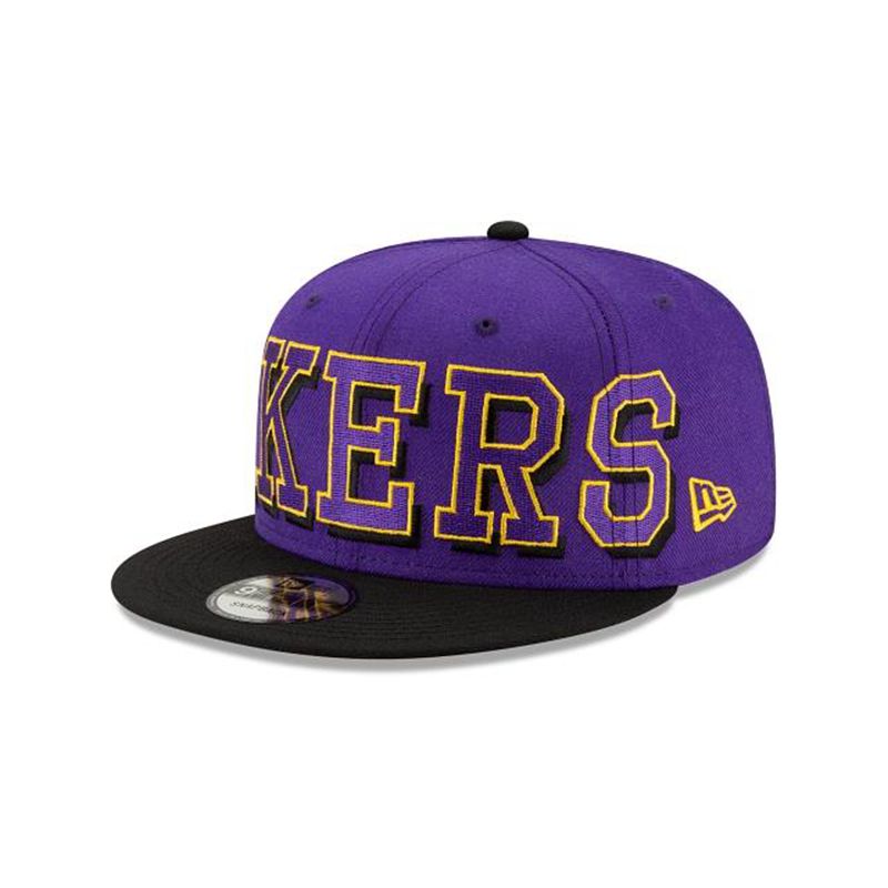 NBA Los Angeles Lakers Block Font 9Fifty Snapback (AGA8208) - Purple New Era Caps